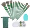 13 Pcs Makeup Brushes Set with 4 Pcs Beauty Blender Makeup Sponges, Makeup Brush Cleaner Silicone Brush Cleaning, Eyeshadow Foundation Brush (Pack