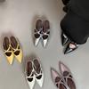 Retro Pointed Head Half Slippers Women's Shoes Wear Thick Heels Pointed Lazy Cool Slippers Summer