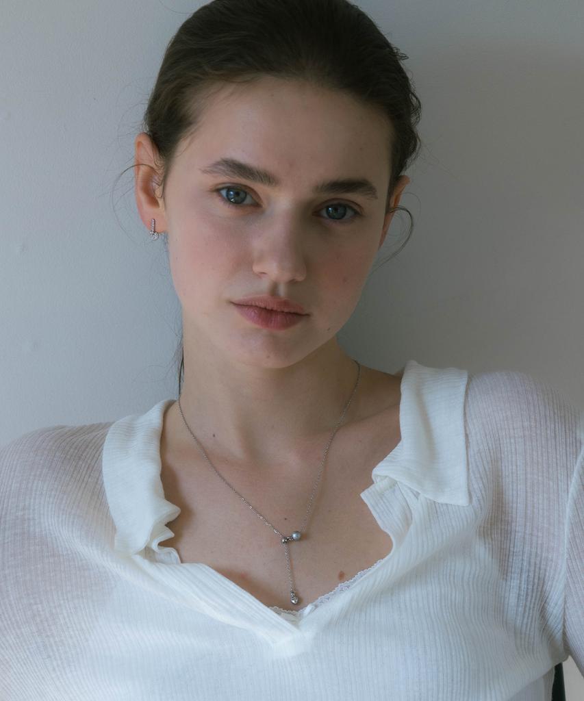 Pearly More Mini Heart Drop Ball Pendant Necklace_Pm26N018Ss