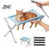 Home Pet Care Station Dog Grooming Hammock, Stainless Steel Foldable Stand, Cat Washing Station, 8-Hole Restraint Bag Table for Cats Dogs Bathing