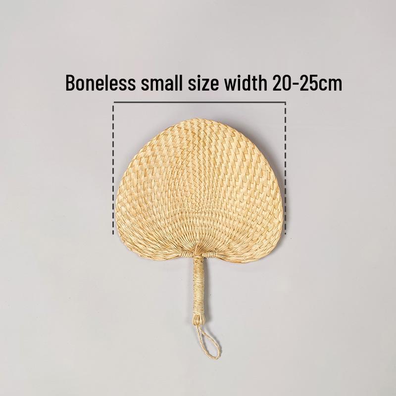 Liangshun Handmade Large Cattail Palm Leaf Fan with Curved Handle