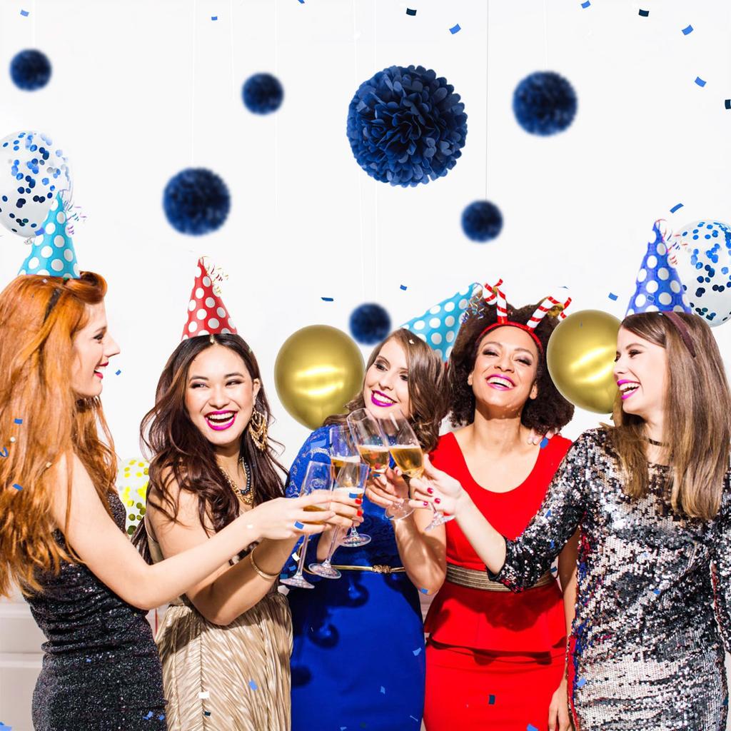 1pcs Set 7.8inch Deep Blue Paper Flower Balls Paper Pom Pom Paper For Birthday Party Paper Flowers Decorations