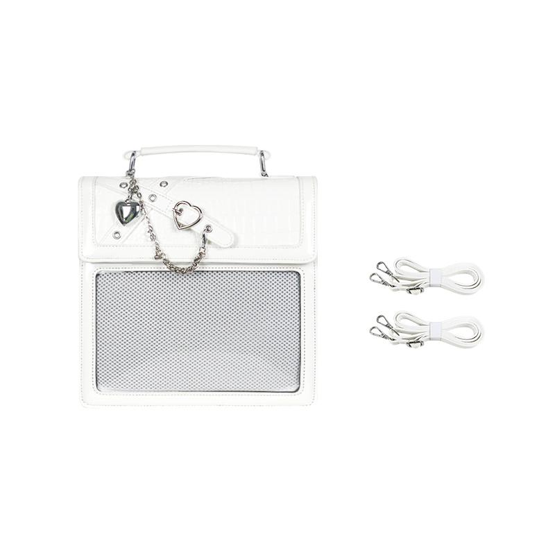 

Y2K Women Gothic Backpack Kawaii Ita Bag Fashion Shoulder Bag Cute Girls Transparent Pocket Crossbody Bag New DIY Badge Knapsack 26x25x8cm білий