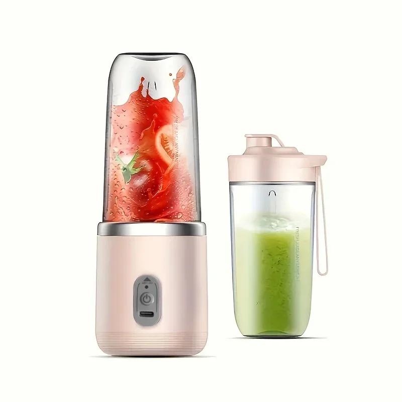 

2-in-1 portable blender and juicer with 6 blades, USB charging, suitable for slush, milkshakes, and ice drinks, Thanksgiving розовый