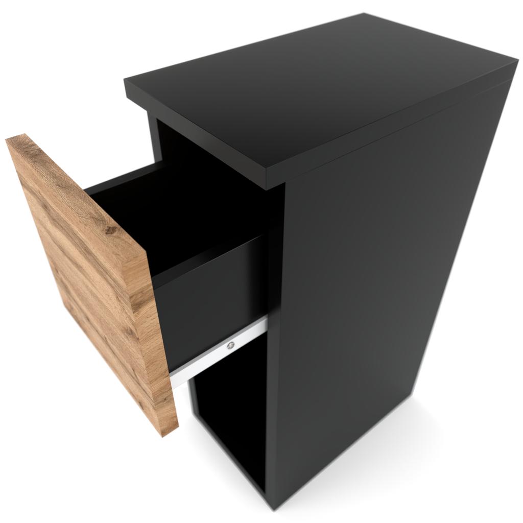 Narrow Bedside Cabinet 20Cm Black Wotan Bedside Table For Bedroom Nakastlik Loft