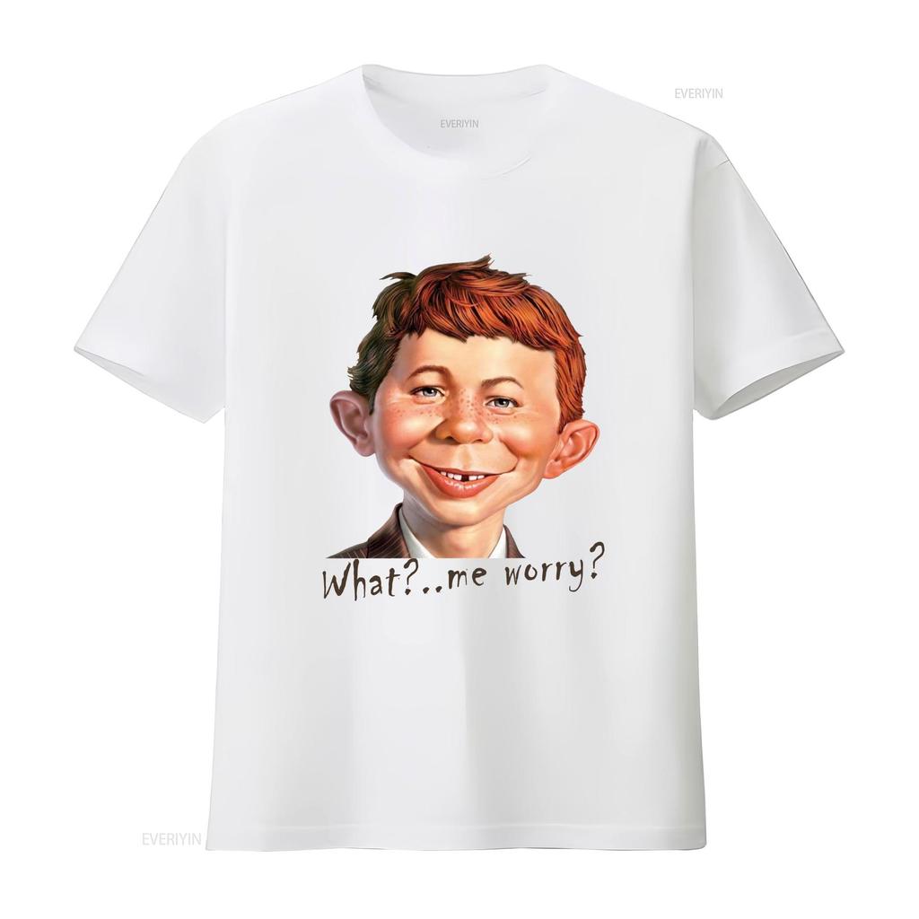 MAD Alfred E Neuman What Me Worry T Shirt Vintage Washed Streetwear Stretched Versatile Designer Clothes Top For Everyday Wear