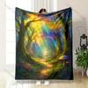 1PC Dreamlike colorful forest path printed blanket all seasons multi-purpose blanket suitable for sofa, camping, travel, car