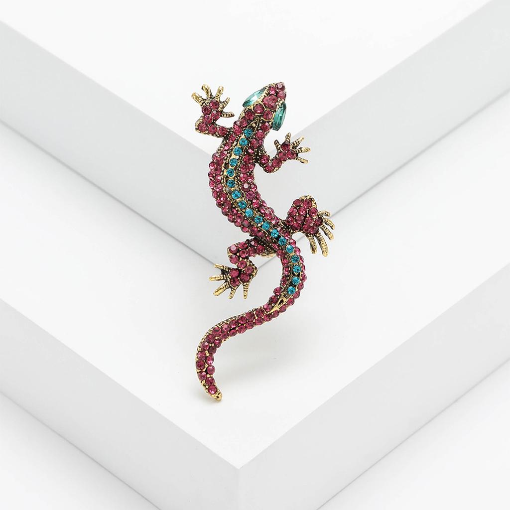 Personality Exaggerated Versatile Alloy Diamond Gecko Brooch Fashion Trend Animal Pin