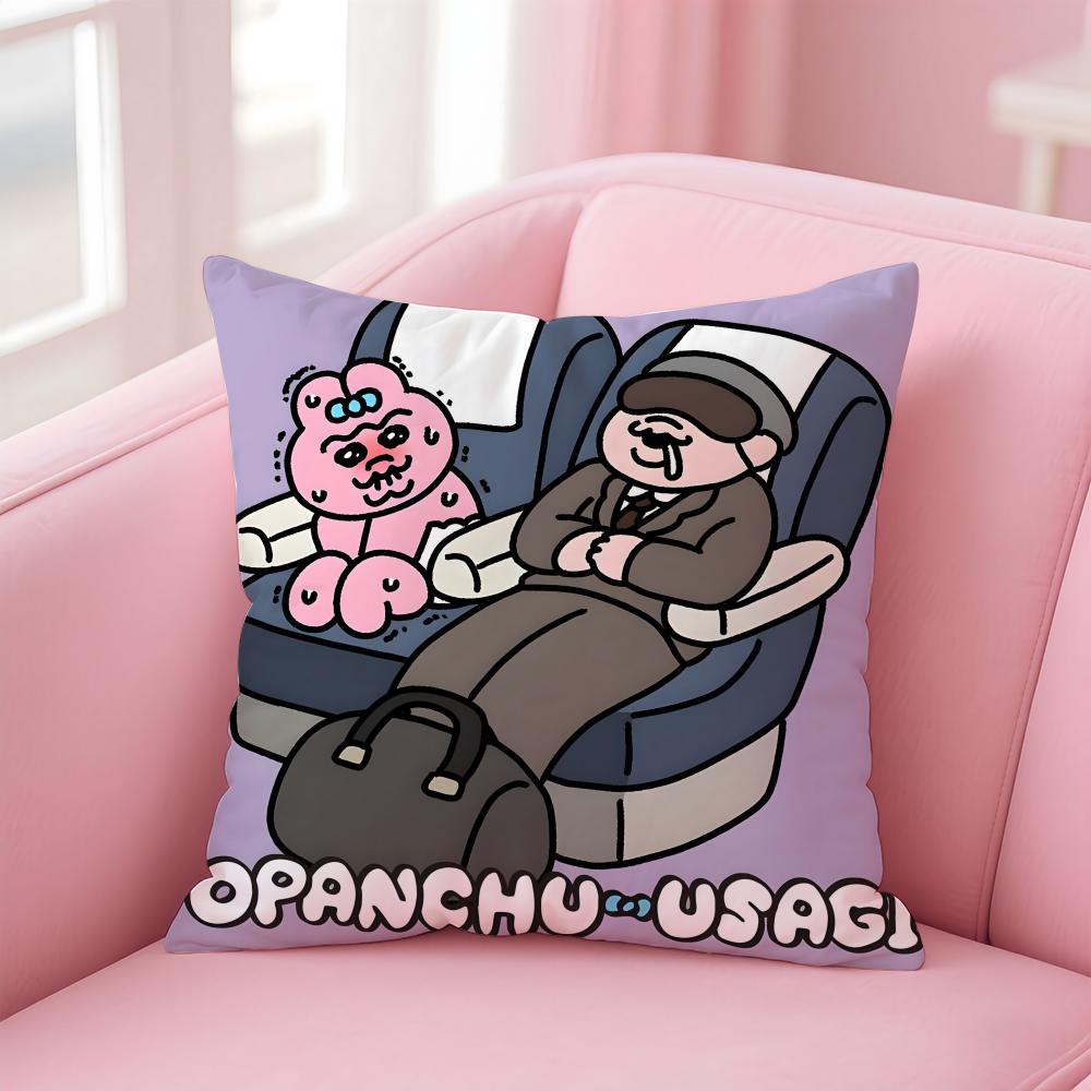 Funny Cute Japanese Character OOpanchu Usagi Cushion Cover Pillowcase Short Plush Invisible zipper Room Sofa Cushion Cover