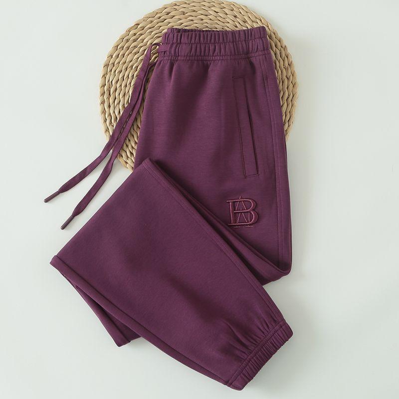 

Спортивные штаны Женские Весна и Осень 2025 Новые Серые Женские Свободные Спортивные штаны с манжетами на щиколотках Повседневные Штаны с высокой талией Тонкие Purple spring and autumn XL code pants