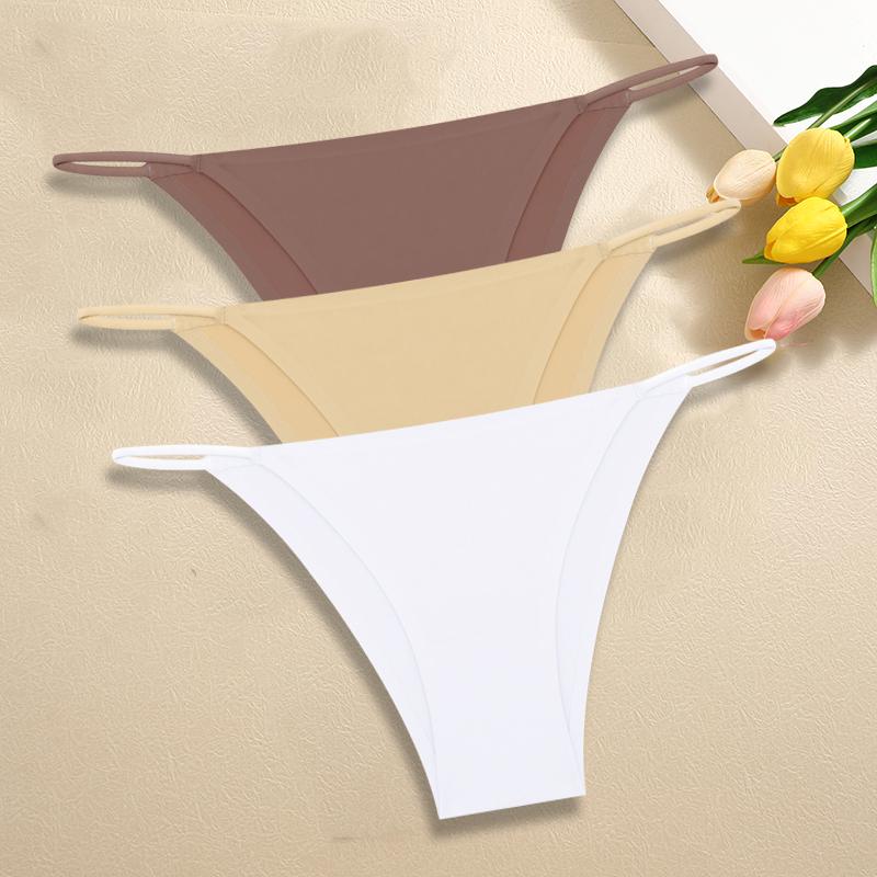 

3Pcs/Set Women Seamless Panties Sexy Ultra-thin Briefs Female Ice Silk No Trace Underwear Low Rise Solid Color Soft Lingerie XL&3PCS