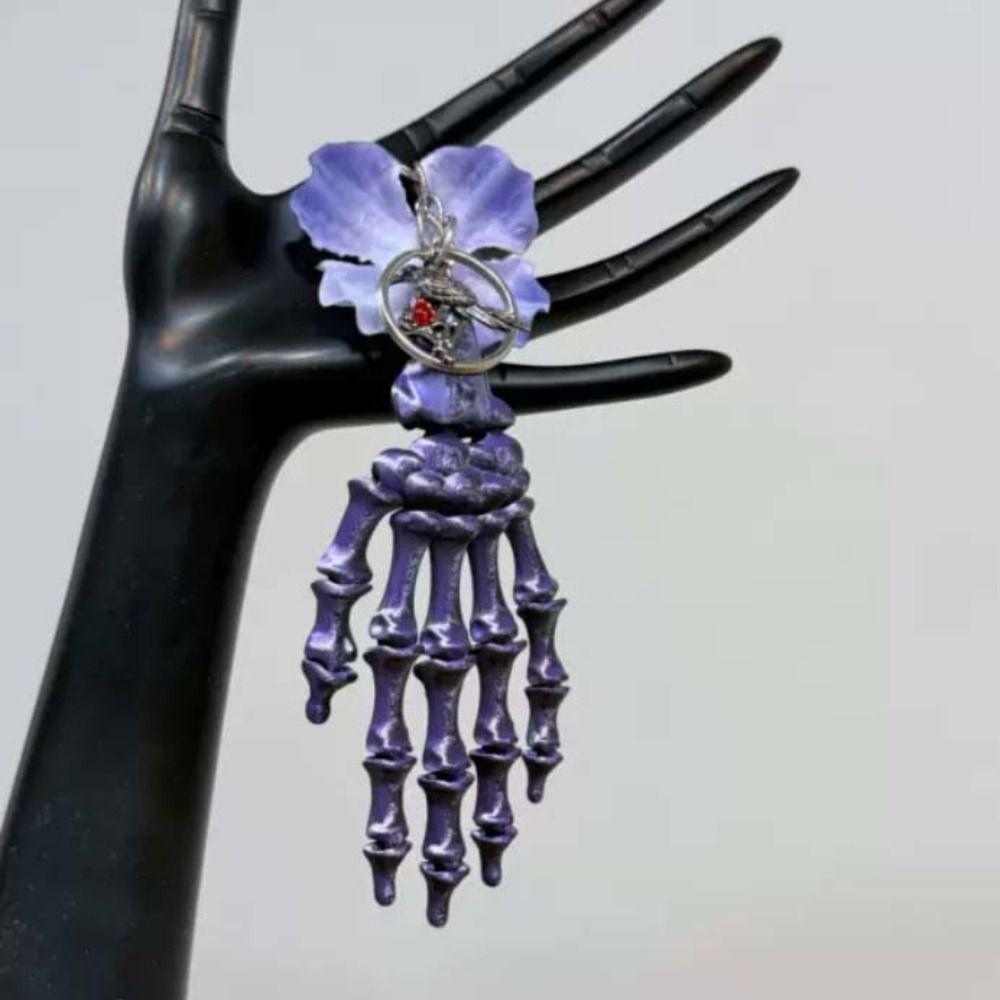 Metallic-luster Gothic Skeleton Hand Dark Aesthetic Bag Charm Alt-fashion Enthusiasts