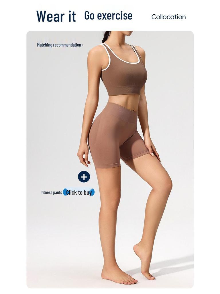 Women's Open-Back Shockproof Yoga Vest with Fixed Cup