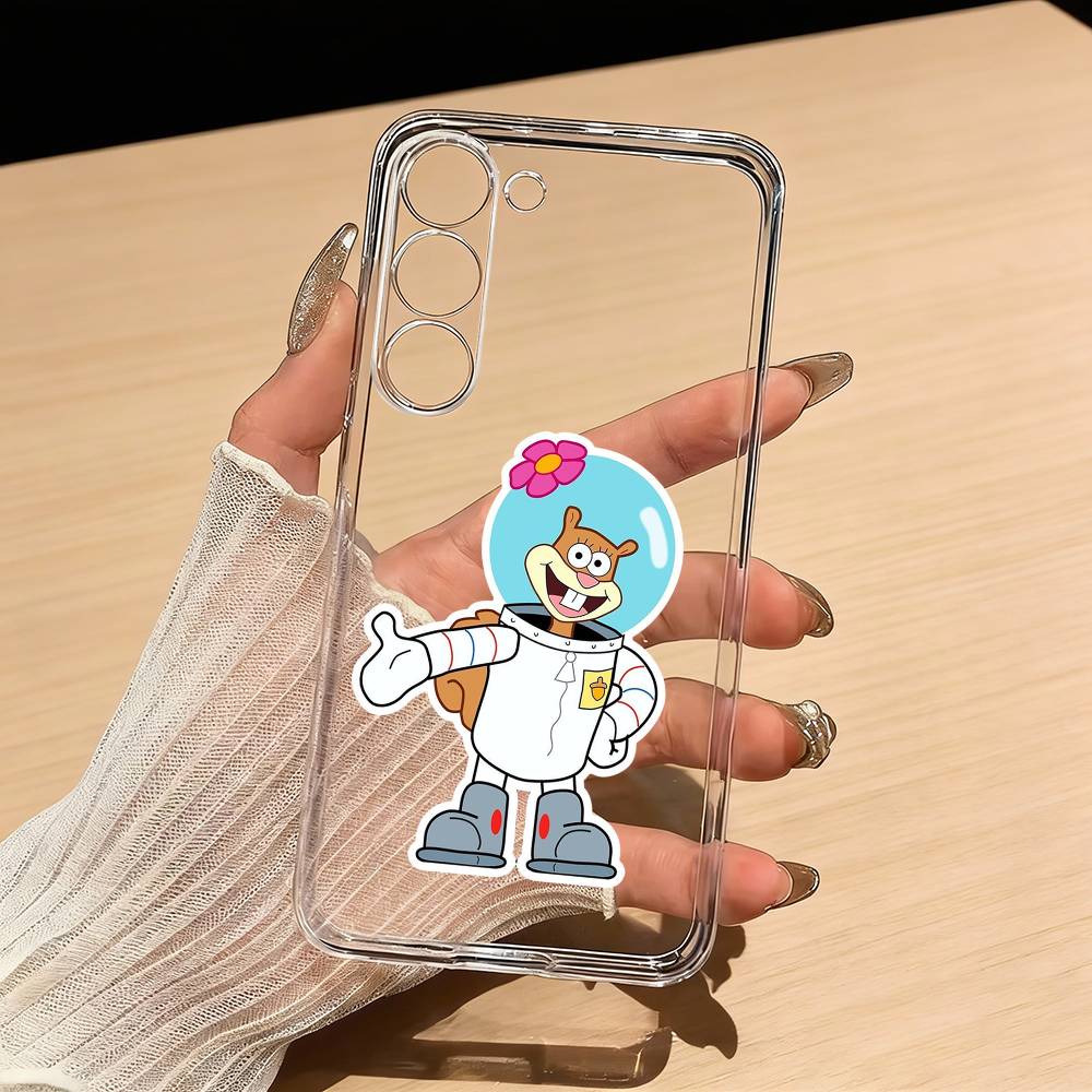Cute S-Sponge Funny B-Bob Phone Case For Samsung S25,S24,S21,S22,S23,S30,Ultra,S20,Plus,Fe,Lite Transparent Cover