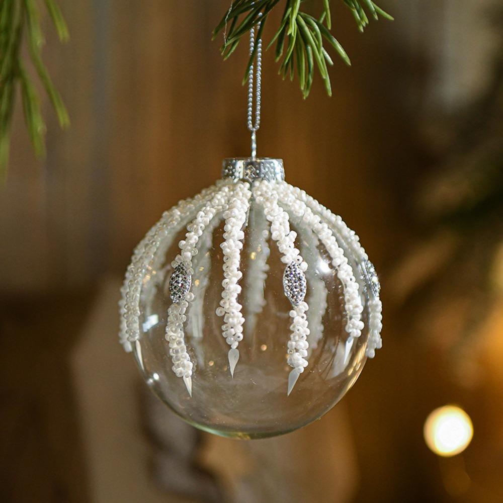 Glitter Finish Hanging Ball Decor Crystal Glass Christmas Tree Decorations Home Festive Decoration