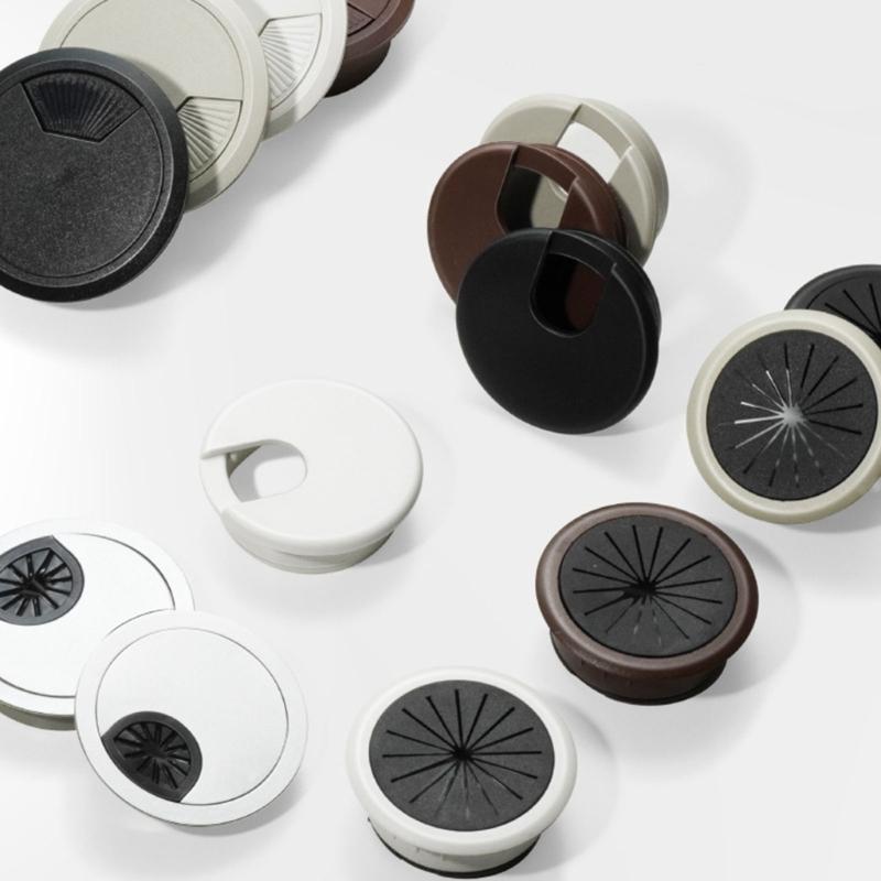 4Pcs Plastic Wire Hole Cover Outlet Port Table Computer PC Desk Round Cable Grommet Line Holder Cable Management