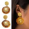 Retro Floral Drop Earrings Sturdy Stainless Steel With Sturdy Acrylic Petal Comfortable Everyday Jewelry