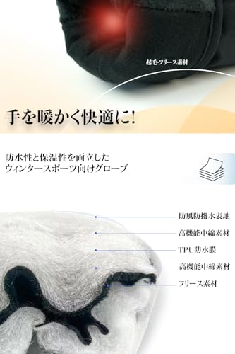 MORGEN SKY Snowboard Gloves, Sports Gloves, Unisex, Men's and Women's Mittens, Thick Padded Five-Finger Backing, Padded Wrist Protection, Pockets, Win