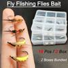 18Pcs-2 Boxs Bundle Fly Fishing Flies 2 Different Styles Wet Flies for Freshwater and Seawater for Fishing Trout/Perch Lure