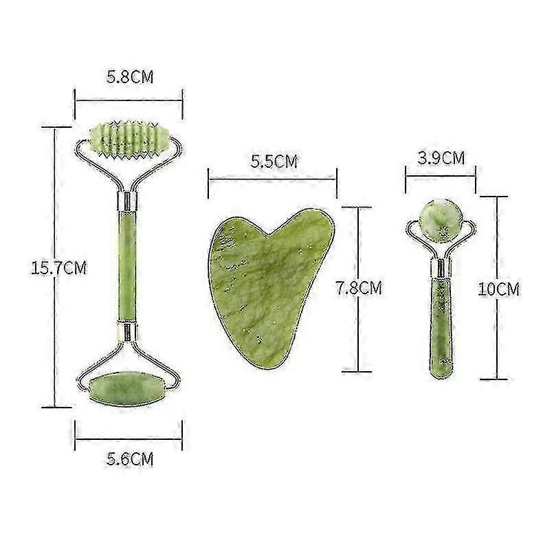 2025 3 In 1 Facial Massage Roller Guasha Board Kit Double Heads Jade Stone Face Lift Skin Relaxation Slimming