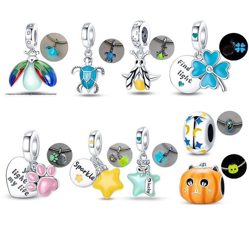 

925 Luminous Firefly Star Dog Claw Series Charm Beads for Fit Original Bracelet Gift Making