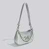 New Fashion Square Bag Female Shoulder Bags Retro Black Silver Bow Advanced Chain BagWomen's Leisure Commuter Axillary Bag