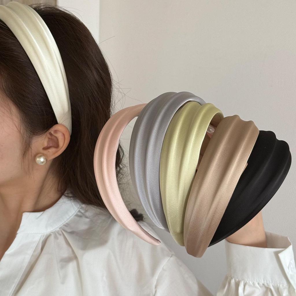 Korean Retro Mori Girl Cream Wide Edge Headband - High Skull Wash Face Accessory for Women