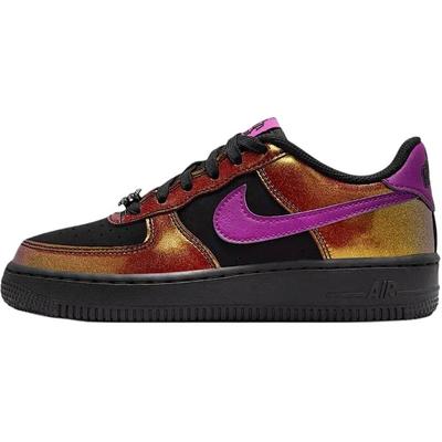 Air Force 1 Support Düşük Bilekli Çocuk Kaykay Ayakkabıları Siyah Altın Gençler IQ2736-001