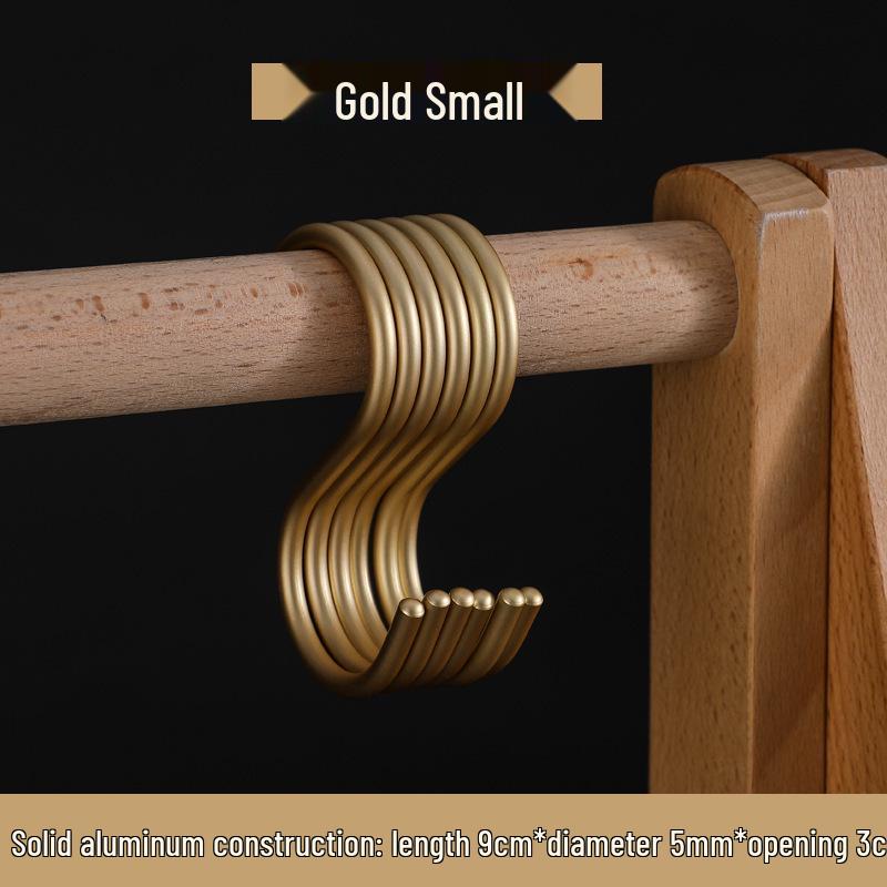 

Золотой двусторонний S-крючок из космического алюминия: Универсальная многофункциональная вешалка для кухни и ванной