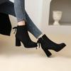Booties Women Fall Winter 2025 New Round Toe Bow Side Zipper British Style Platform Heels