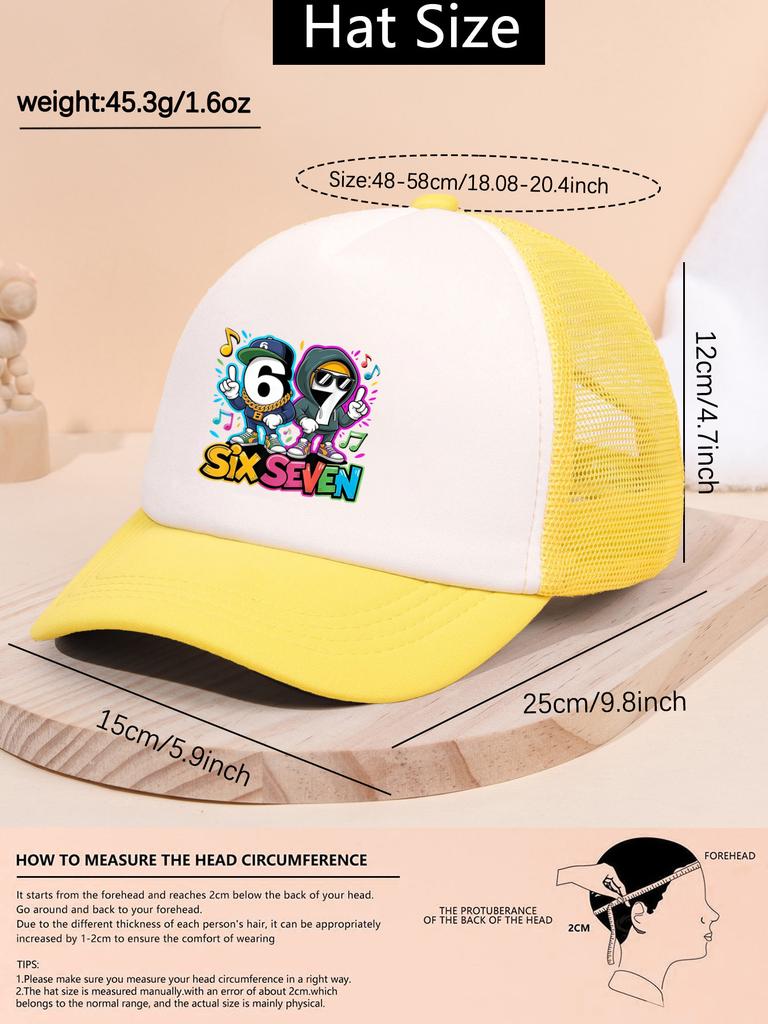 1PC American retro hip-hop 67 mesh hat | Breathable mesh, a must-have fashionable and cool youth for street skateboarders