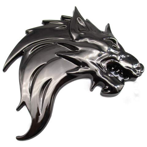 Wolf 3D Metal Car Emblem / Sticker, Left / Right Orientation, Paste-on, Double Sided Tape Included