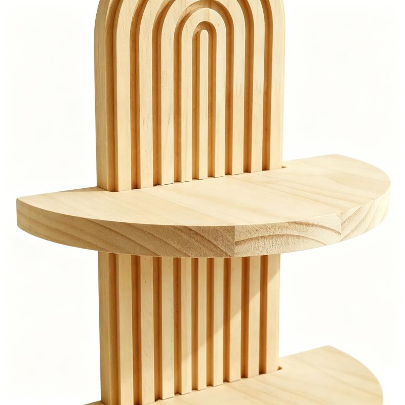 Scaffale da Parete in Legno a Doppio Strato Stile Boho Chic per Ambienti Domestici Eleganti