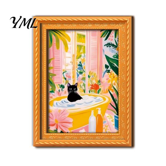 Vintage Style Photo Holder for Office Locker Cute Cat Magnetic Fridge Magnet, Wooden Picture Frame, Fun Reusable Frame Set Cabinets Scene Decor Metal