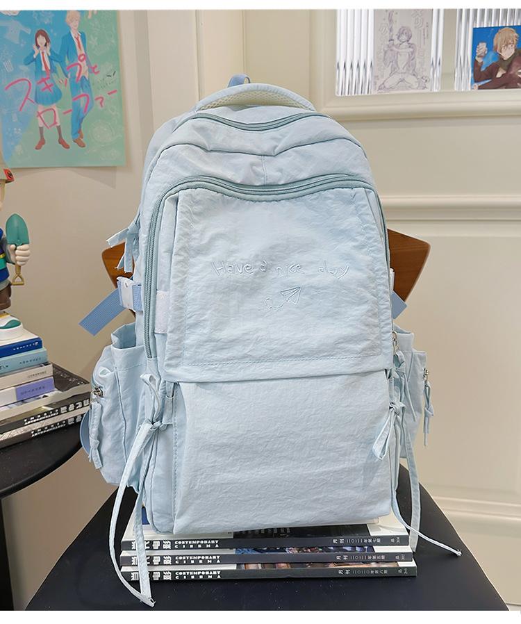 School bag light solid color outdoor travel large capacity back leisure versatile large