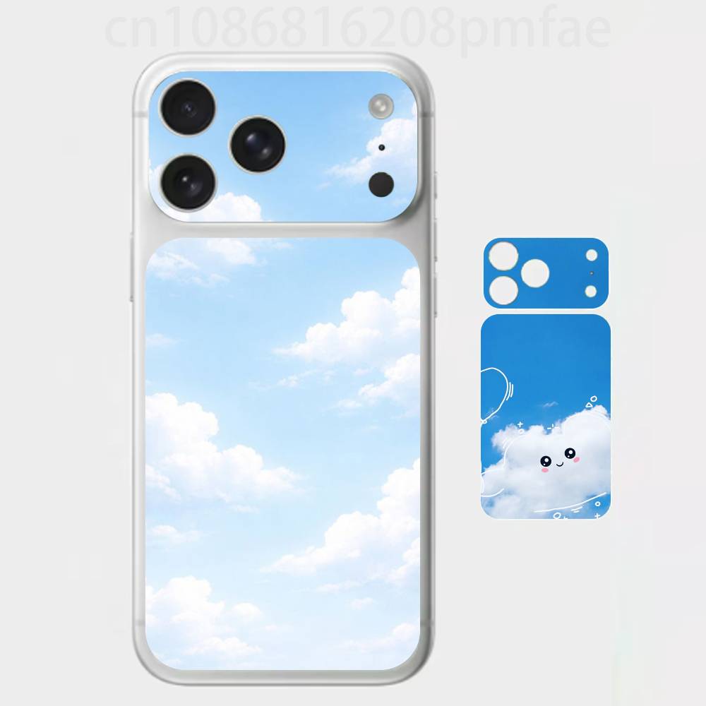 

Простое маленькое белое облачко 3D наклейка на весь корпус для iPhone 17/Pro Max/Air, Цветная задняя защитная наклейка iPhone17promax