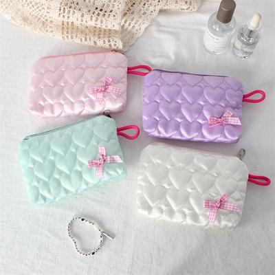 Cute Bow Coins Wallet Zipper Coin Purse Headphone Lipstick Case Mini Cosmetic Bag Portable Key Card Bag Kids Cute Purse Wallets