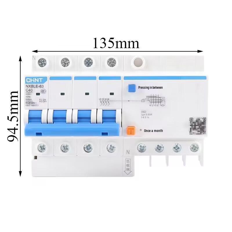 Chint 2P63A Air Switch with 32A RCCB for Three-Phase Electricity Protection and Household Circuit Breaking
