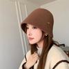 Autumn and Winter New Style Small Plush Letter Logo Korean Style Warm High Grade Bucket Hat for Women Outdoor Travel Hat