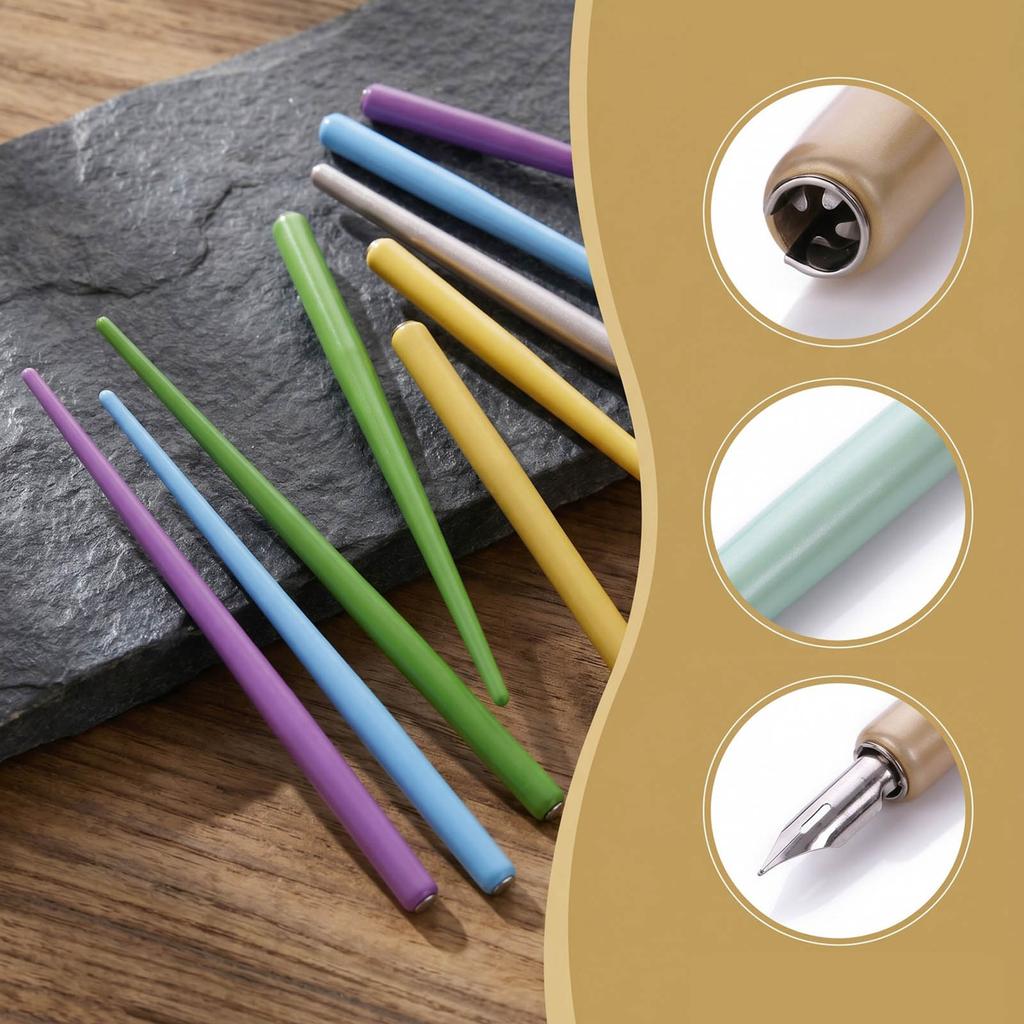 Traditional Wooden Handle Dip Pen Writing Pen with Stainless Steel Tip Comfortable Hold Great For Left Or Right Hander