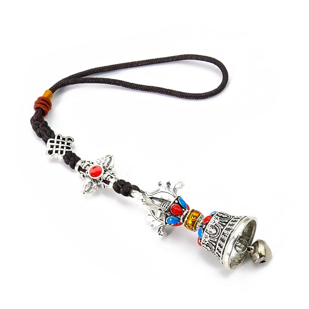 Tibetan Buddhism Vajra Prayer Flags Bell Mantra Prayer Wheel Chinese Knot Metal Pendant Wind Chimes Belief Pray Meditation Decor