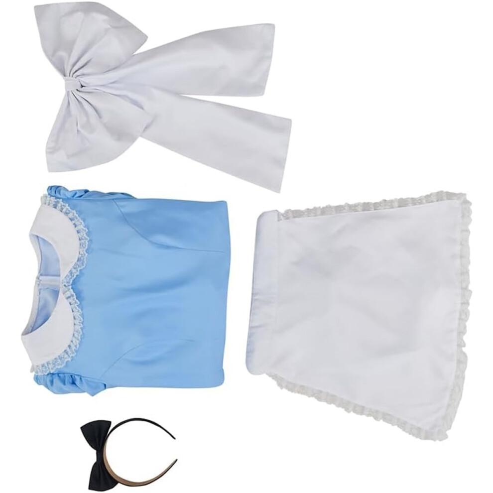 (XXL) Alice in Wonderland Lolita Costume | Blue Maid Apron Dress with Hairband | Princess Uniform for Halloween & Cosplay