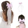 Wedding Veil Hair Clip Bride Veil DoubleLayer Bowknot Veil Bridal Headpieces