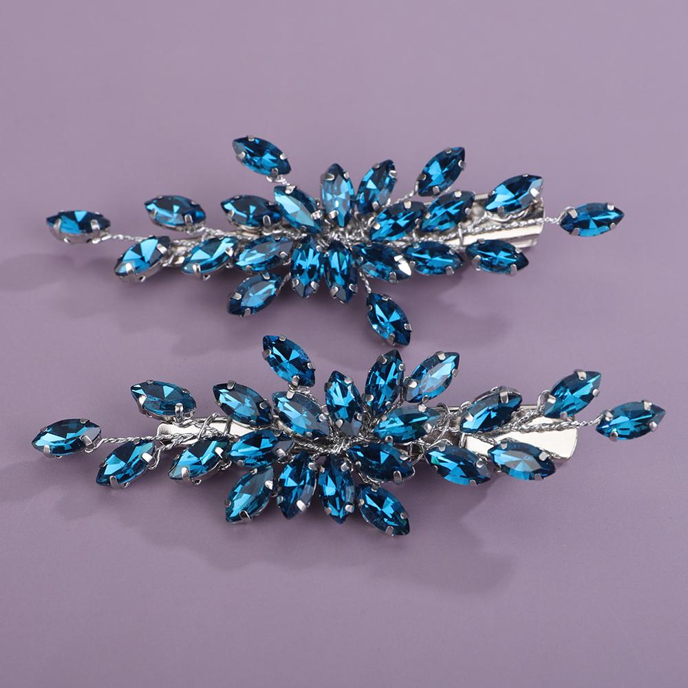 2 Stück Strass Haarspange für Hochzeit Braut Kopfschmuck Silber Schwarz Braut Haaraccessoires Grün Rot Tiara Blau Lila Ornamente