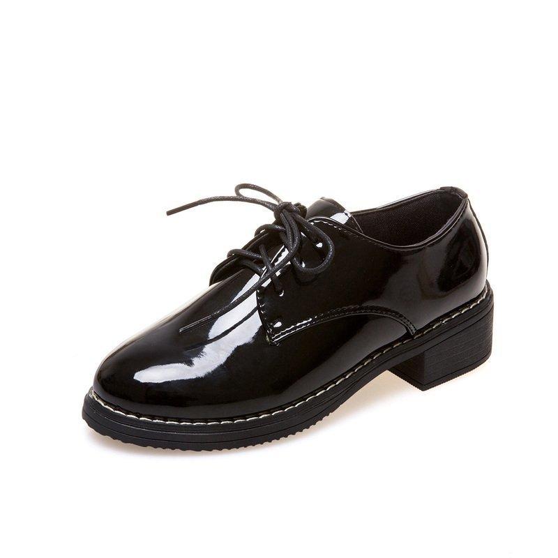 Maogu Oxford Shoes Woman Casual Lace Up Flats Female Creepers Ladies Leather Shoe Black Low Heel Women Flats New British Style