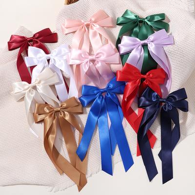 1 Peça/lote Estilo Ballet Menina Laço Fita Longa Presilha de Cabelo Menina Doce Meio Preso Acessório de Cabeça Estilo Moda Acessórios de Cabelo