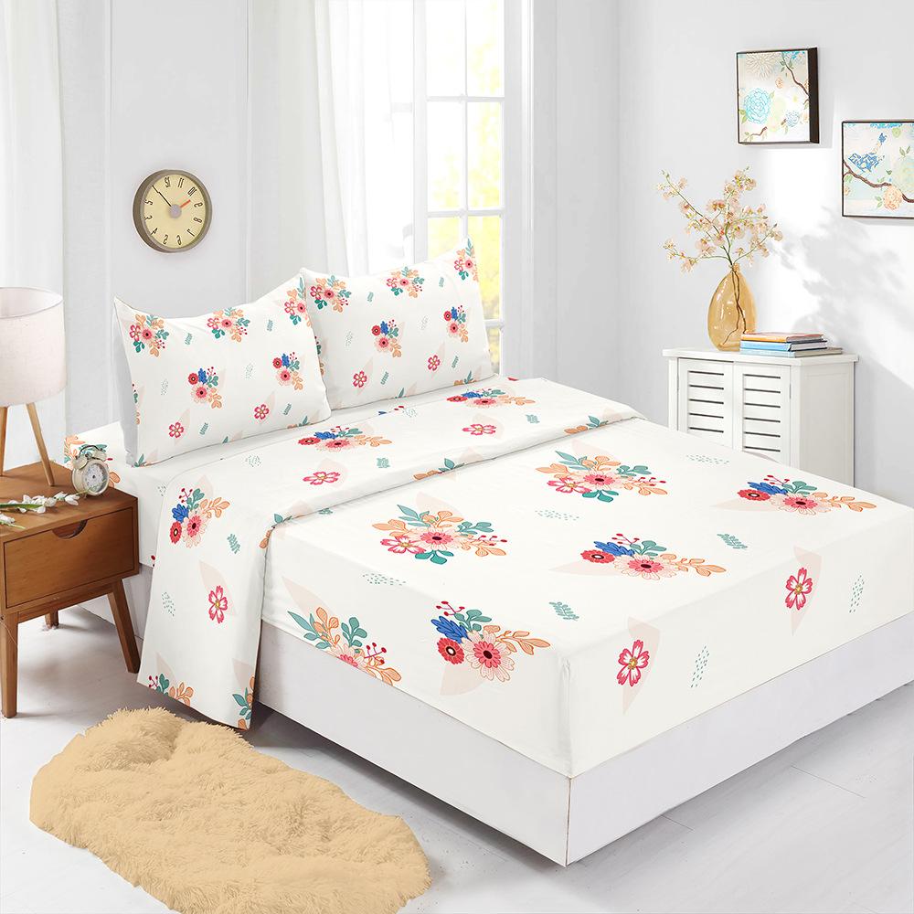 Flower Landscape Mattress Four-Piece Children'S Bedding Digital Printing Mattress Protective Cover