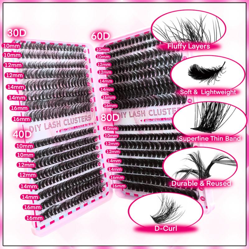 Lash Bond Asend Seal Eyelash Clusters Lasting Double-Ended Fixed Eyelash Glue Remover Tweezers Kit Eyelash Curler Brush Kit Tool