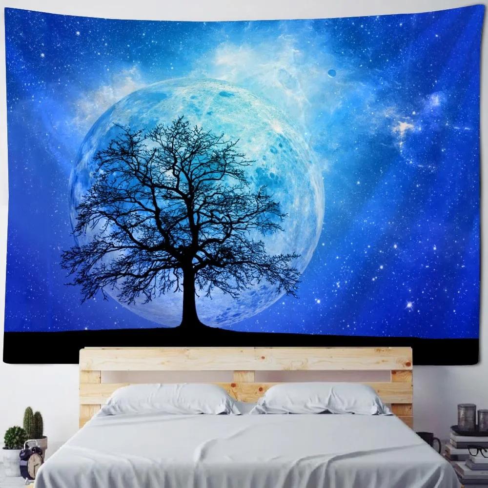 Starry Sky Universe Wall Hanging Tapestry Polyester Fabric Yoga Bed Sheet Beach Mat Living Room Bedroom Home Decoration