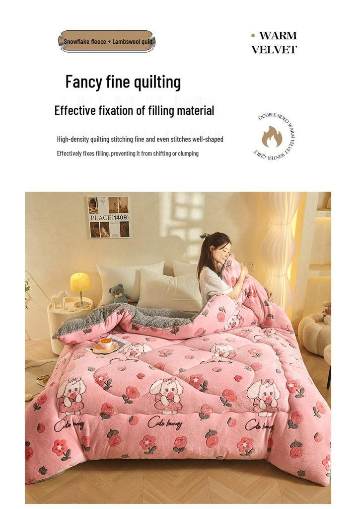 Warm Winter Lambswool & Fleece Quilt - Thick, Cozy Single Size for All Seasons